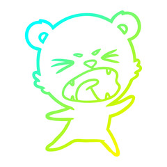 cold gradient line drawing angry cartoon bear