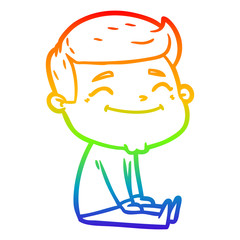 rainbow gradient line drawing happy cartoon man