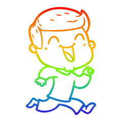 rainbow gradient line drawing cartoon happy man