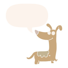 cartoon dog and speech bubble in retro style