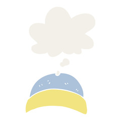 cartoon hat and thought bubble in retro style