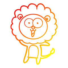 warm gradient line drawing happy cartoon lion