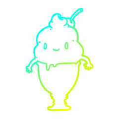 cold gradient line drawing cute ice cream