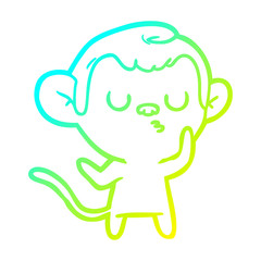 cold gradient line drawing cartoon monkey