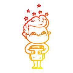 warm gradient line drawing cartoon excited man