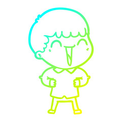 cold gradient line drawing cartoon happy man