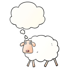 cartoon sheep and thought bubble in smooth gradient style