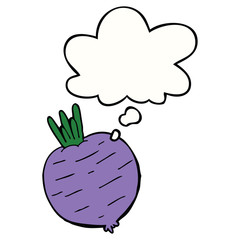 cartoon vegetable and thought bubble