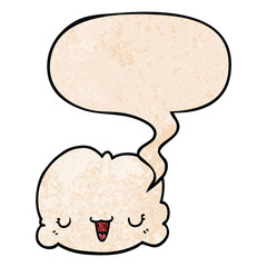 cute cartoon cloud and speech bubble in retro texture style