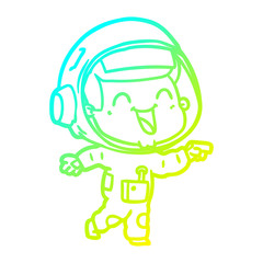 cold gradient line drawing happy cartoon astronaut