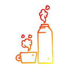 warm gradient line drawing cartoon hot drink in flask