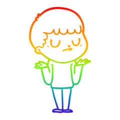 rainbow gradient line drawing cartoon grumpy boy