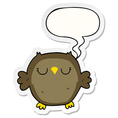 cartoon owl and speech bubble sticker