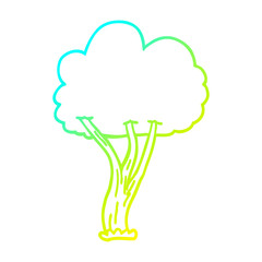 cold gradient line drawing cartoon blooming tree