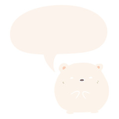 cute cartoon polar bear and speech bubble in retro style