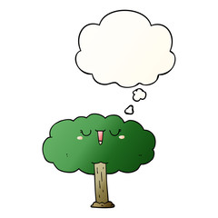 cartoon tree and thought bubble in smooth gradient style