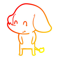 warm gradient line drawing cute cartoon elephant