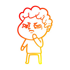 warm gradient line drawing cartoon angry man