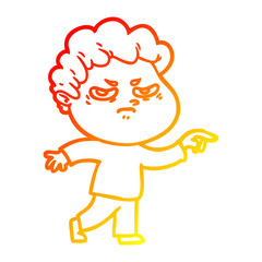 warm gradient line drawing cartoon angry man
