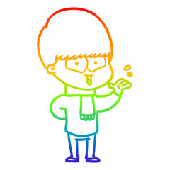rainbow gradient line drawing cartoon happy boy