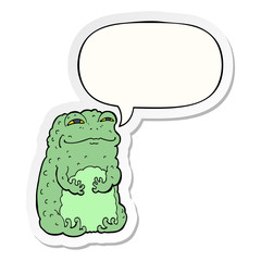 cartoon smug toad and speech bubble sticker