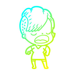 cold gradient line drawing cartoon cool hipster girl talking