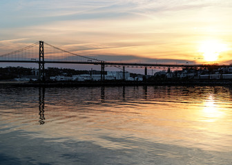 Fototapeta na wymiar Sunset over Angus L. Macdonald Bridge