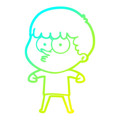 cold gradient line drawing cartoon curious boy