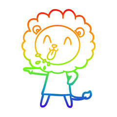 rainbow gradient line drawing happy cartoon lion