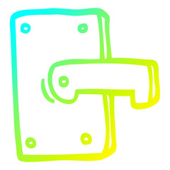 cold gradient line drawing cartoon metal door handle
