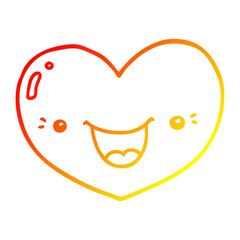 warm gradient line drawing cartoon love heart character