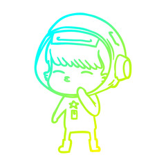 cold gradient line drawing cartoon curious astronaut