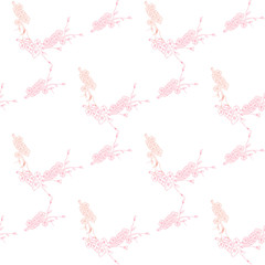 Line art illustration apple or peach brunch tree backdrop.Floral organic background. Vintage floral pattern