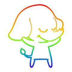 rainbow gradient line drawing cartoon smiling elephant