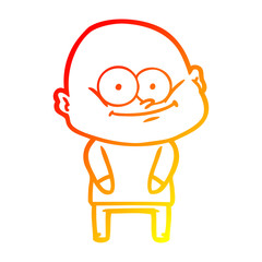 warm gradient line drawing cartoon bald man staring