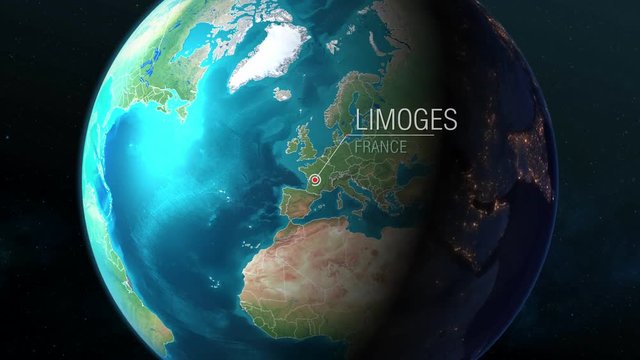  France - Limoges - Zooming from space to earth