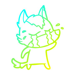 cold gradient line drawing cartoon crying wolf