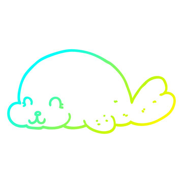 recommend clip art: cold gradient line drawing cute cartoon seal
