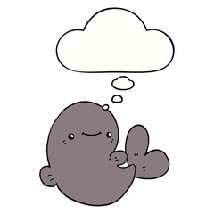 cartoon whale and thought bubble