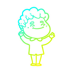 cold gradient line drawing cartoon friendly man