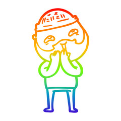 rainbow gradient line drawing cartoon happy bearded man