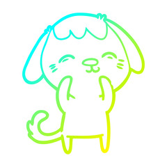 cold gradient line drawing happy cartoon dog