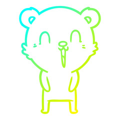 cold gradient line drawing happy cartoon bear