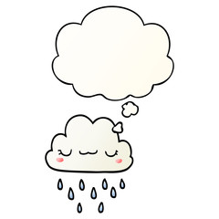 cartoon storm cloud and thought bubble in smooth gradient style