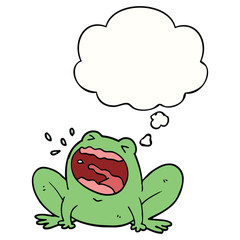 cartoon frog shouting and thought bubble