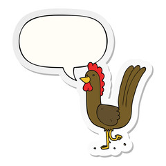 cartoon rooster and speech bubble sticker