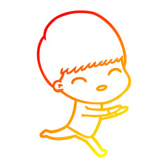 warm gradient line drawing happy cartoon boy