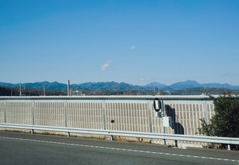 Surrounding wall in Japan's countryside with landscape scenery