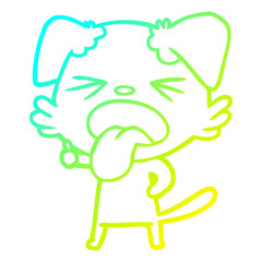 cold gradient line drawing cartoon disgusted dog