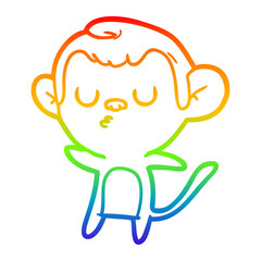 Obraz premium rainbow gradient line drawing cartoon monkey